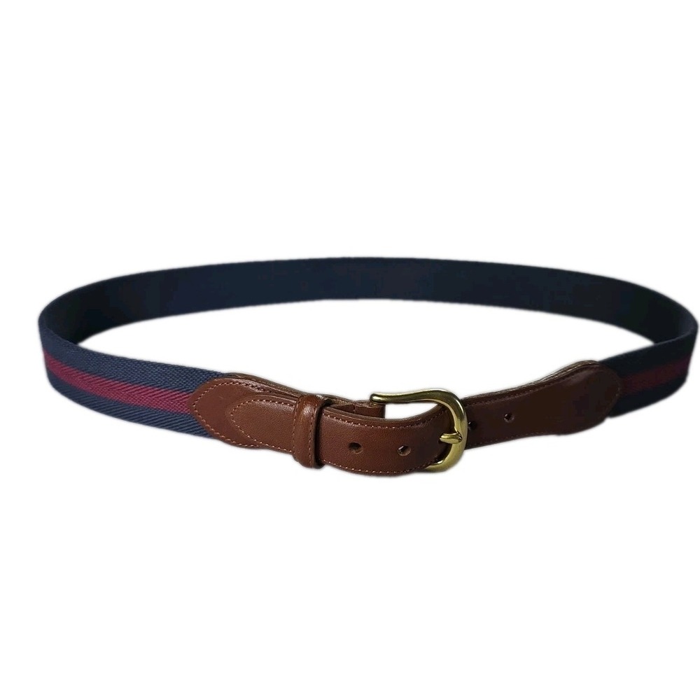 Vintage 1990s Coach 3880 Mens Surcingle Belt Size 36 Navy Red Striped Woven